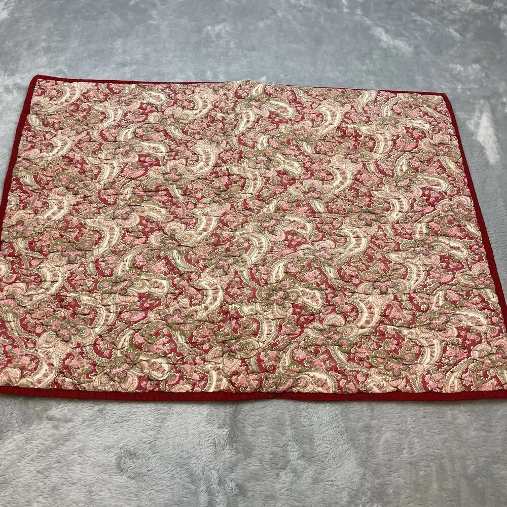 Pottery Barn‎ Georgia Paisley Pillow Sham Standard Size Red Pink Quilted Boho